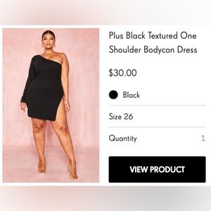 Pretty Little Thing Plus Black Textured One Shoulder Bodycon Dress